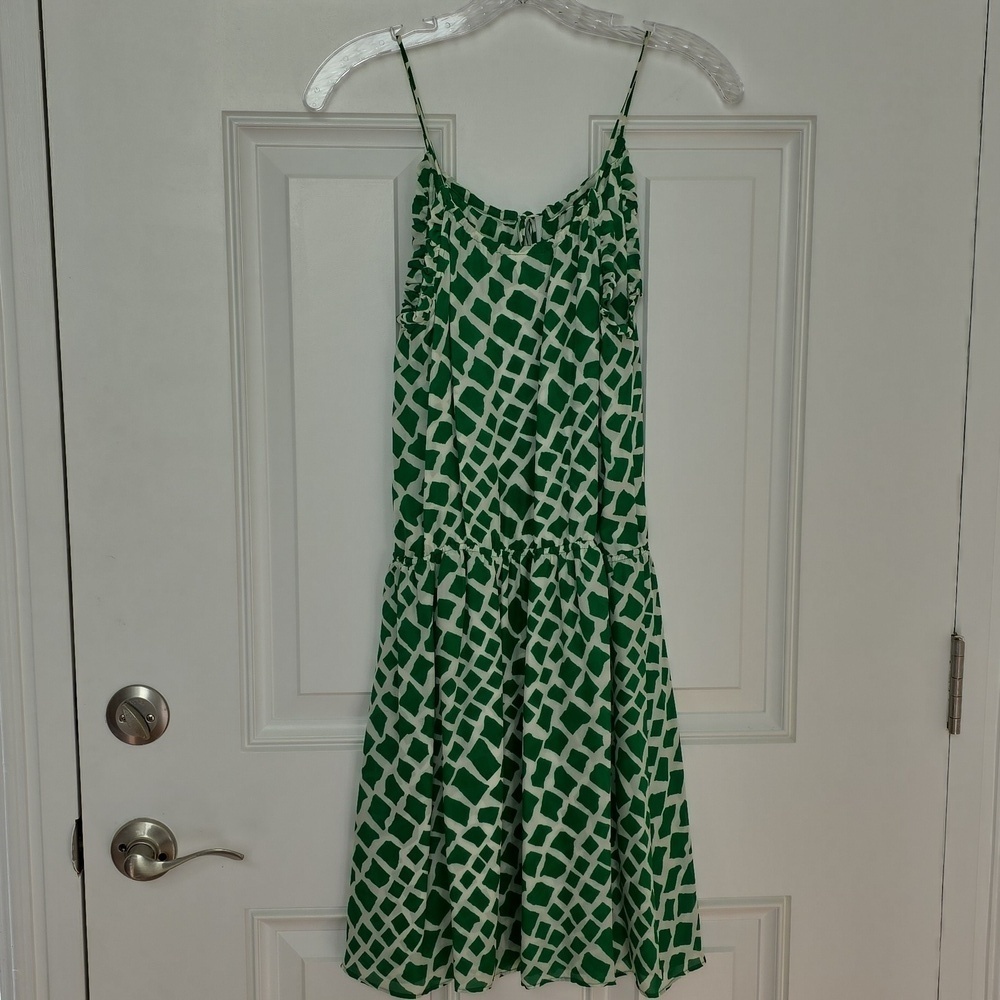 Parker Green & White Lined Silk Dress.  Size Extra Small - Picture 7 of 12